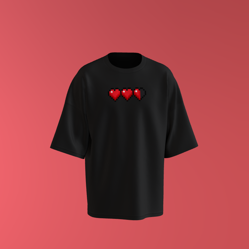 Minecraft Pixel Hearts T-Shirt (Black)