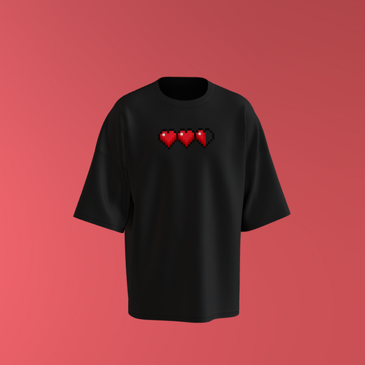Minecraft Pixel Hearts T-Shirt (Black)