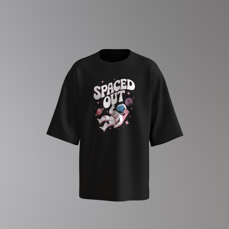 Cute Astronaut "Spaced Out" T-Shirt (Black & Grey)
